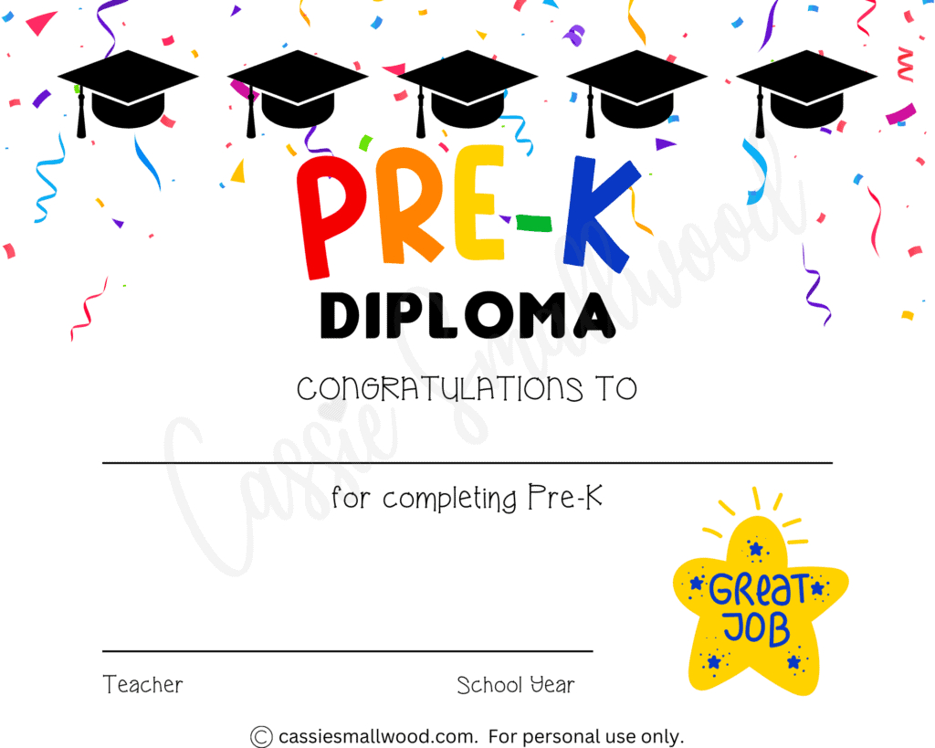 20 Preschool And Kindergarten Graduation Certificates (Free regarding Free Printable Preschool Graduation Certificate