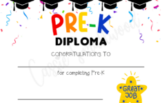 20 Preschool And Kindergarten Graduation Certificates (Free with Free Printable Pre K Graduation Cards