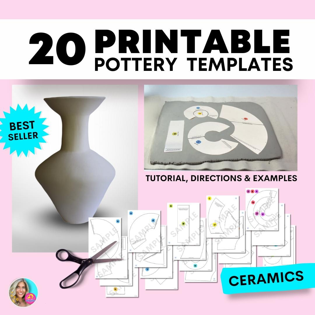 20 Printable Pottery Templates, Forms, Guide, Tutorial, And Examples Of Ceramics - Etsy New Zealand pertaining to Free Printable Pottery Templates