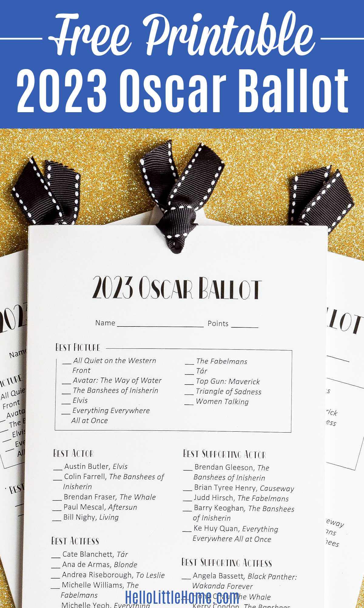 2023 Oscar Ballot (Free Printable) | Hello Little Home intended for Free Oscar Printables