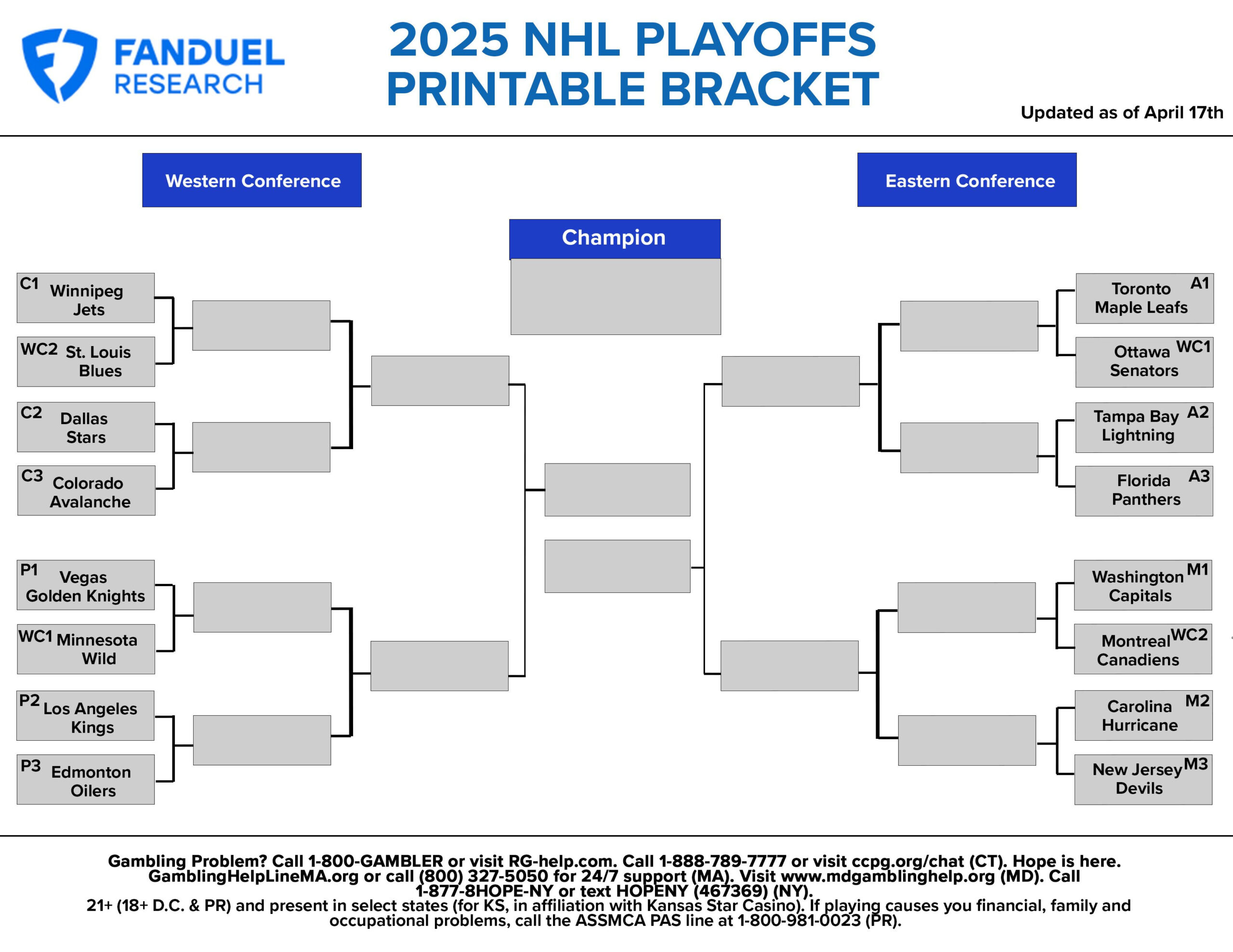 2025 Nhl Playoffs: Free Printable Bracket, Schedule, And Betting within Free Printable Nhl Playoff Bracket