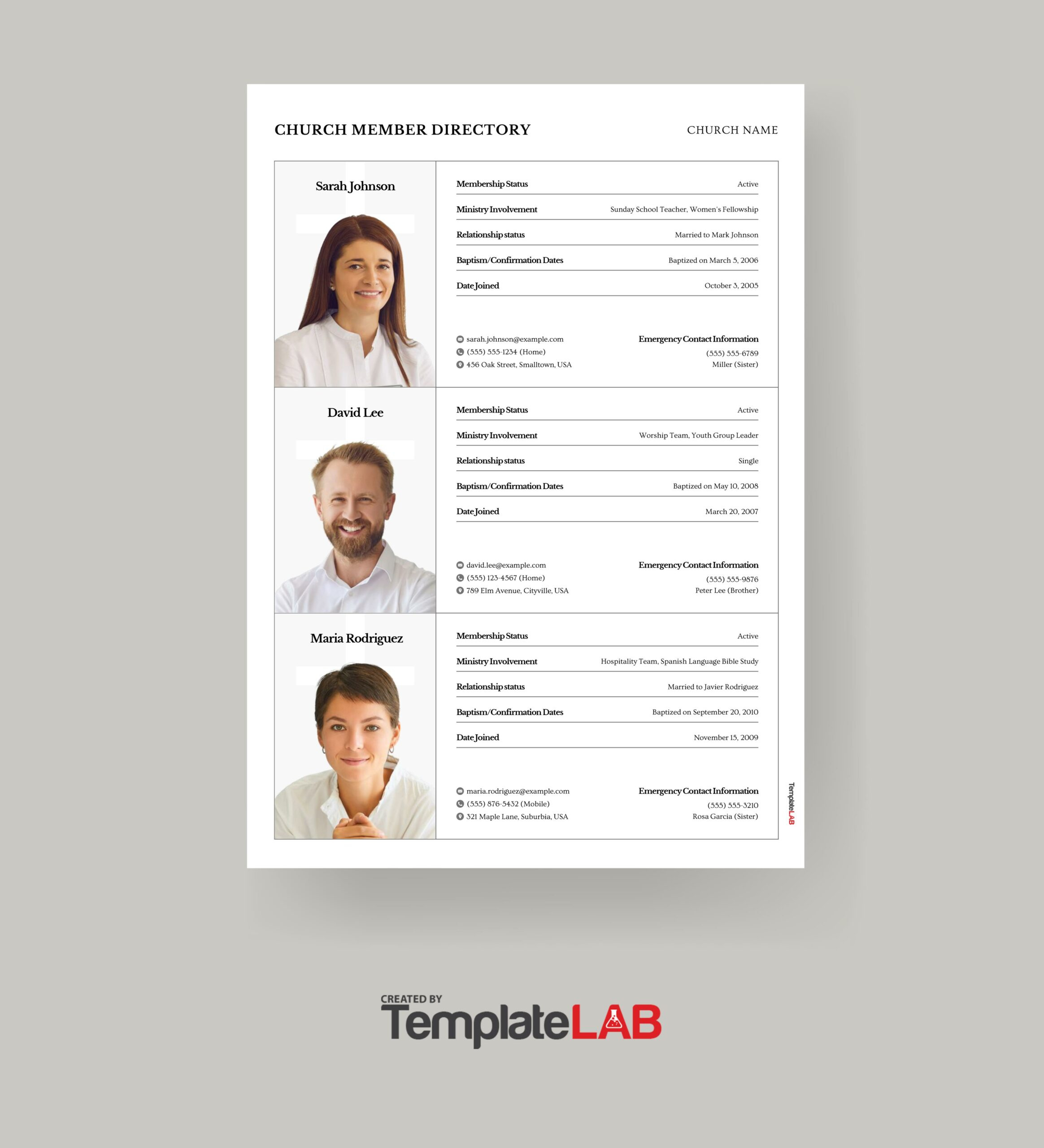 22 Free Church Directory Templates (+Examples) ᐅ Templatelab with Free Church Directory Template With Photos