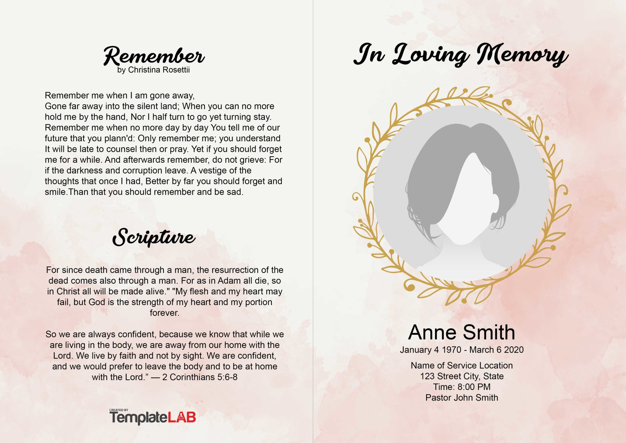 22 Free Funeral Program Templates (Word, Photoshop, Powerpoint) in Free Funeral Mass Booklet Template
