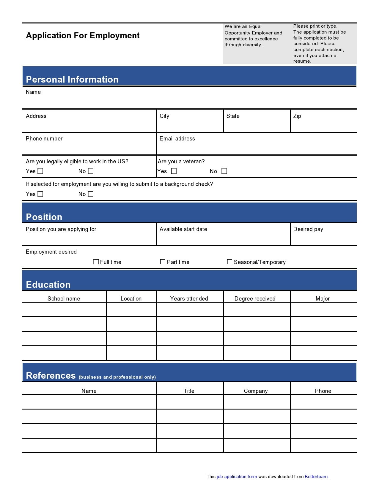 27 Basic Employment Application Templates [Free] with regard to Free Printable Spanish Job Application Form