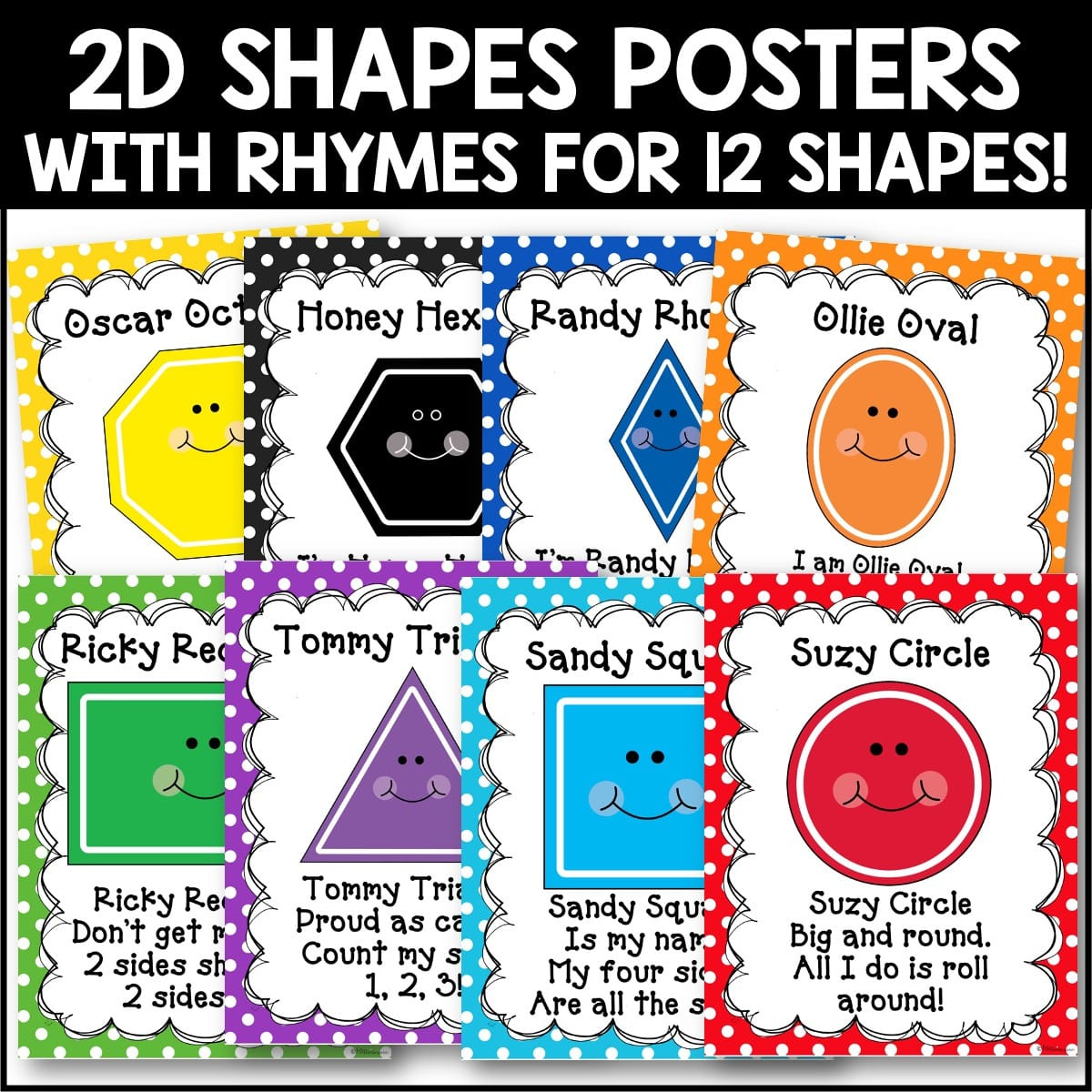 2D Shape Posters And Rhymes - Miss Kindergarten inside Free Printable 2d Shape Posters