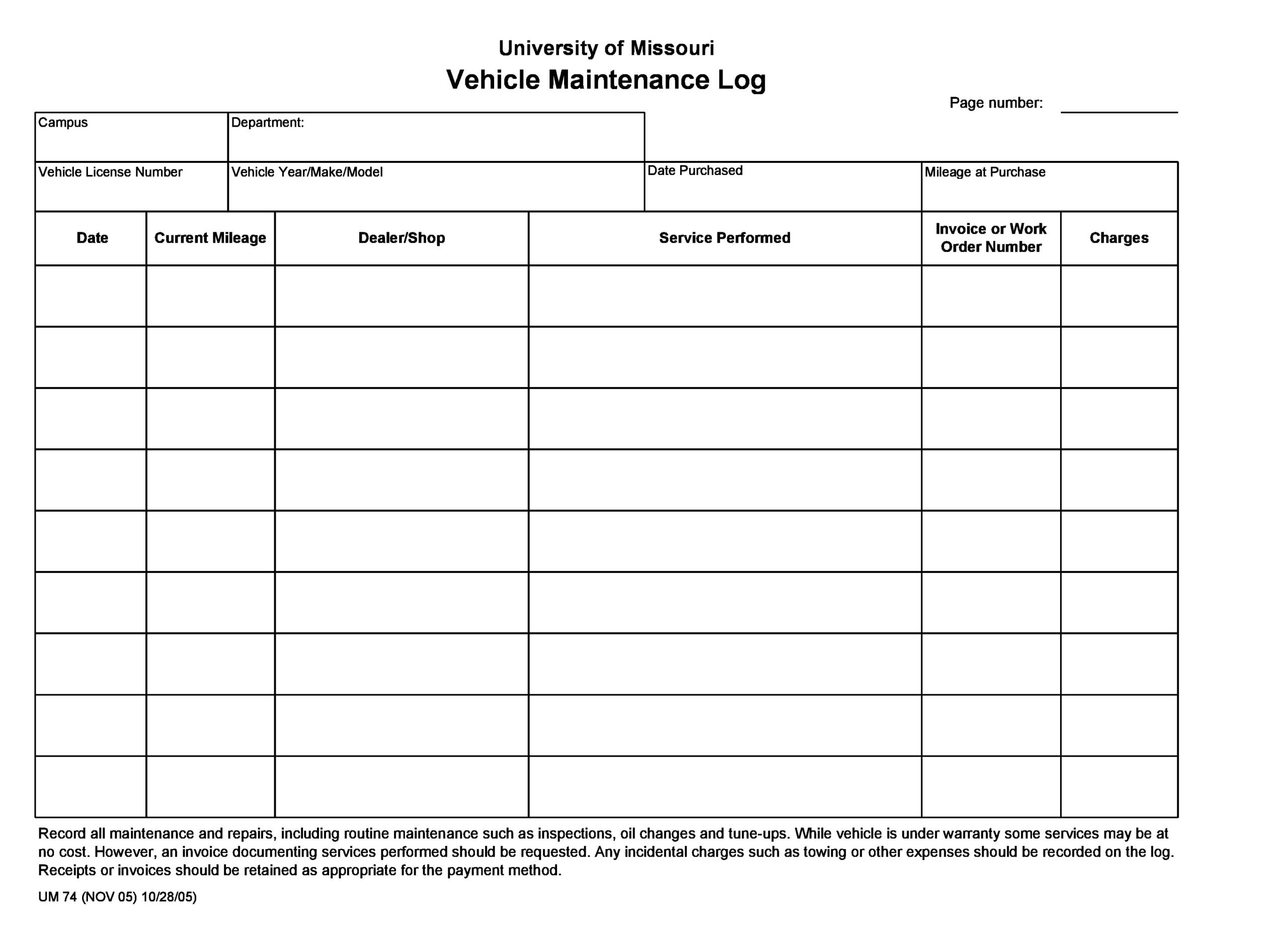 30 Free Vehicle Maintenance Logs [Excel, Pdf, Word] - Templatearchive for Free Vehicle Log Sheet Template