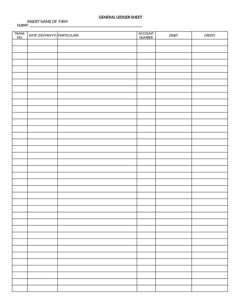 35+ Free General Ledger Templates (Word, Excel) pertaining to Free Printable Ledger Pages