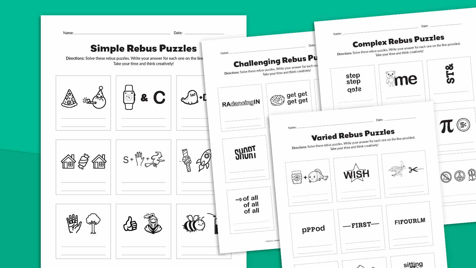 36 Rebus Puzzles With Answers (Free Printable) in Free Printable Brain Teasers with Answers