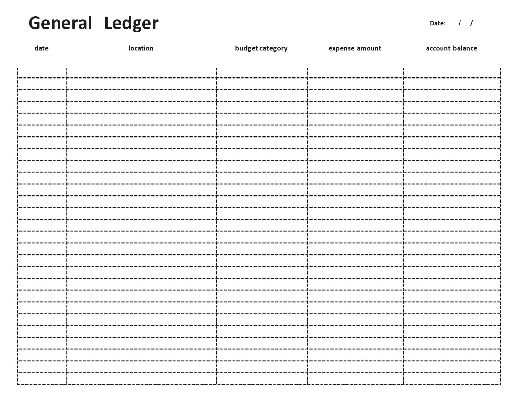 37 Perfect General Ledger Templates [Excel, Word] ᐅ Templatelab in Free Printable Accounting Ledger