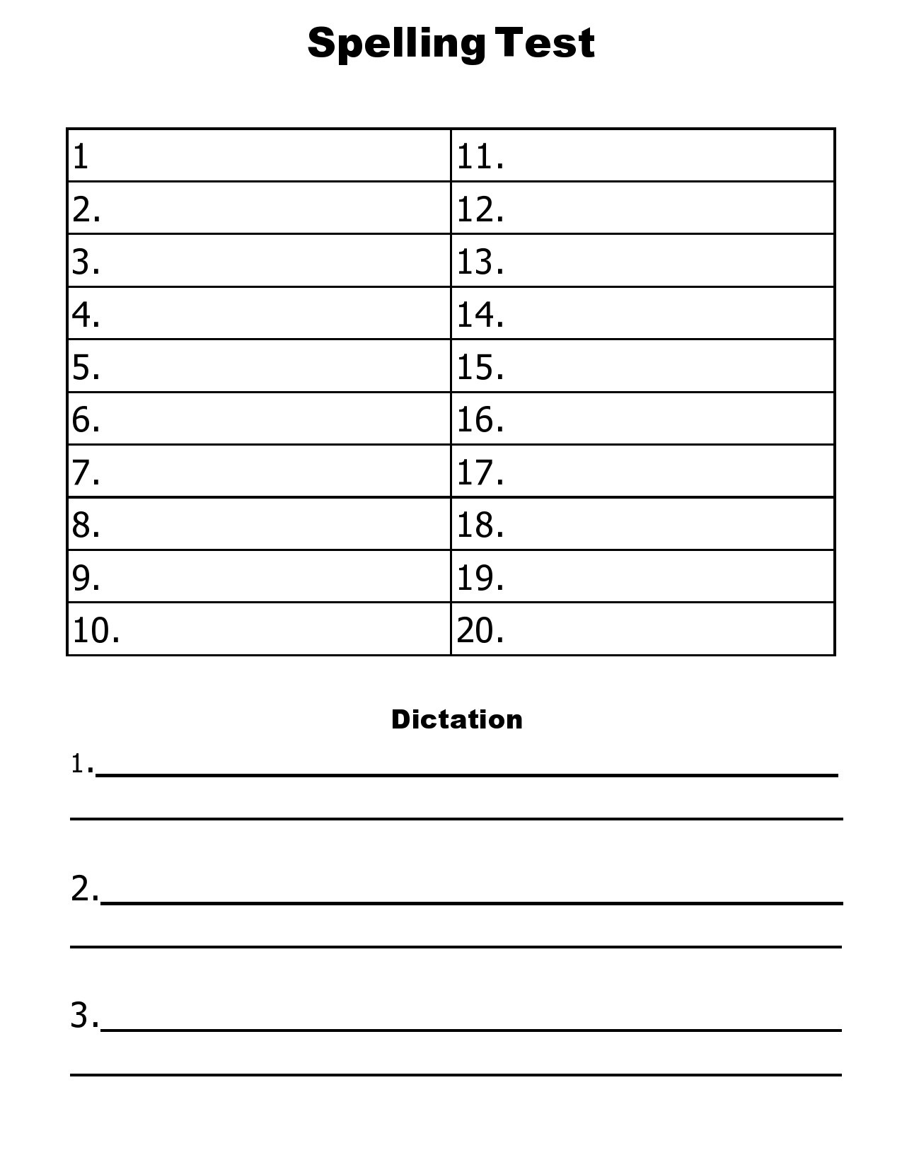 38 Printable Spelling Test Templates [Word &amp;amp; Pdf] ᐅ Templatelab for Dictation Templates Free