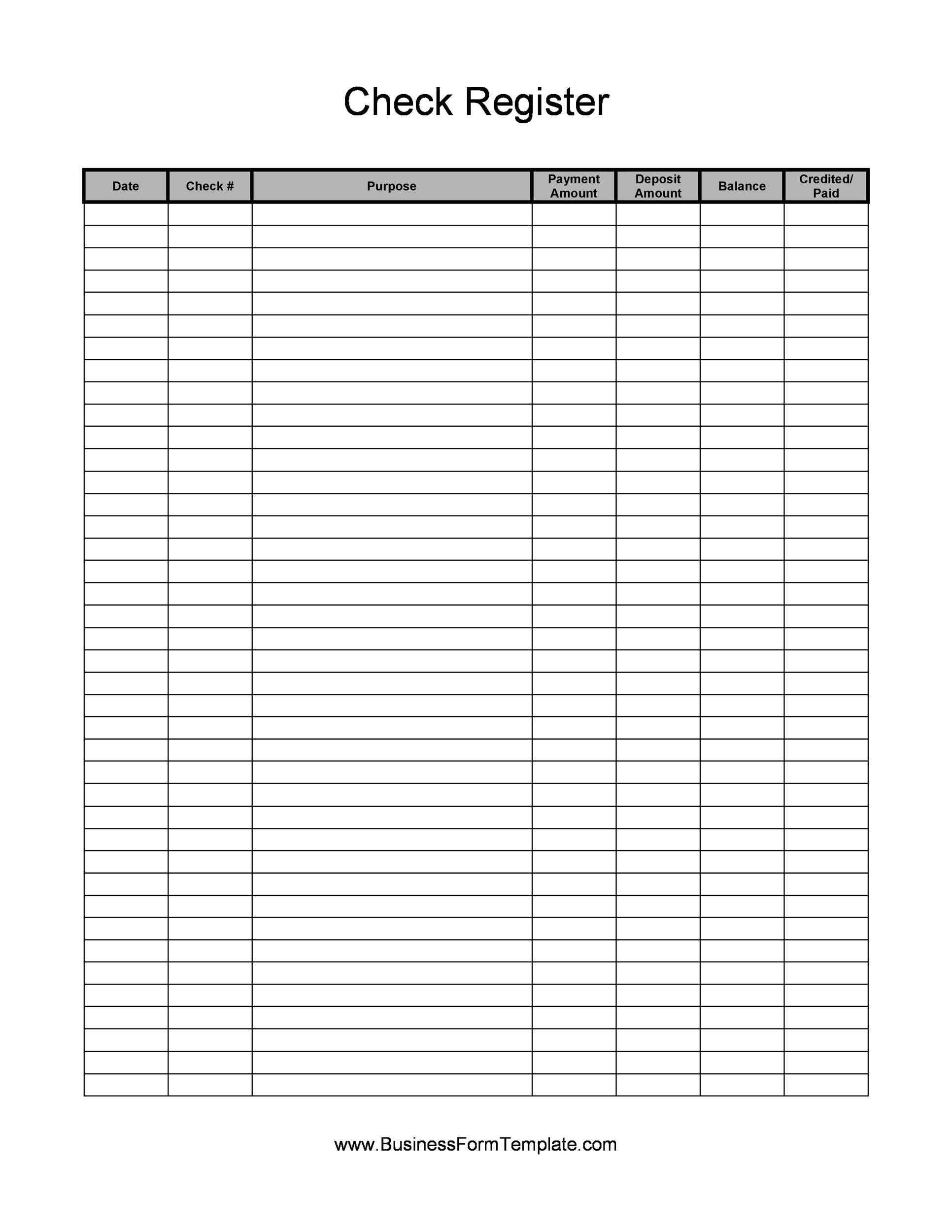 39 Checkbook Register Templates [100% Free, Printable] ᐅ Templatelab for Free Printable Check Register Sheets