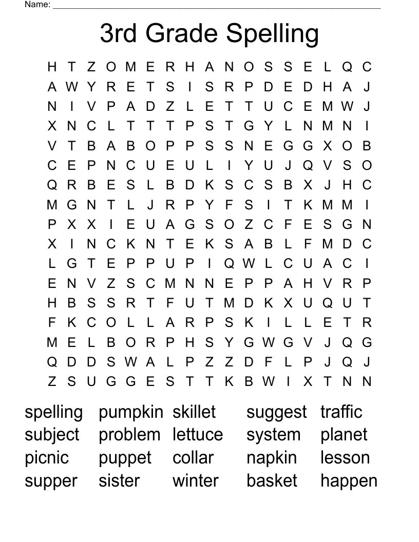 3Rd Grade Spelling Word Search - Wordmint regarding Free Printable Word Searches For Third Graders