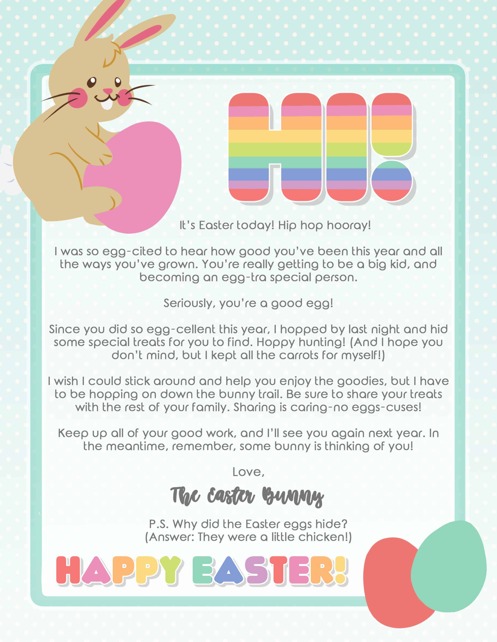 4 Free Printable Easter Bunny Letters in Free Printable Easter Bunny Letters