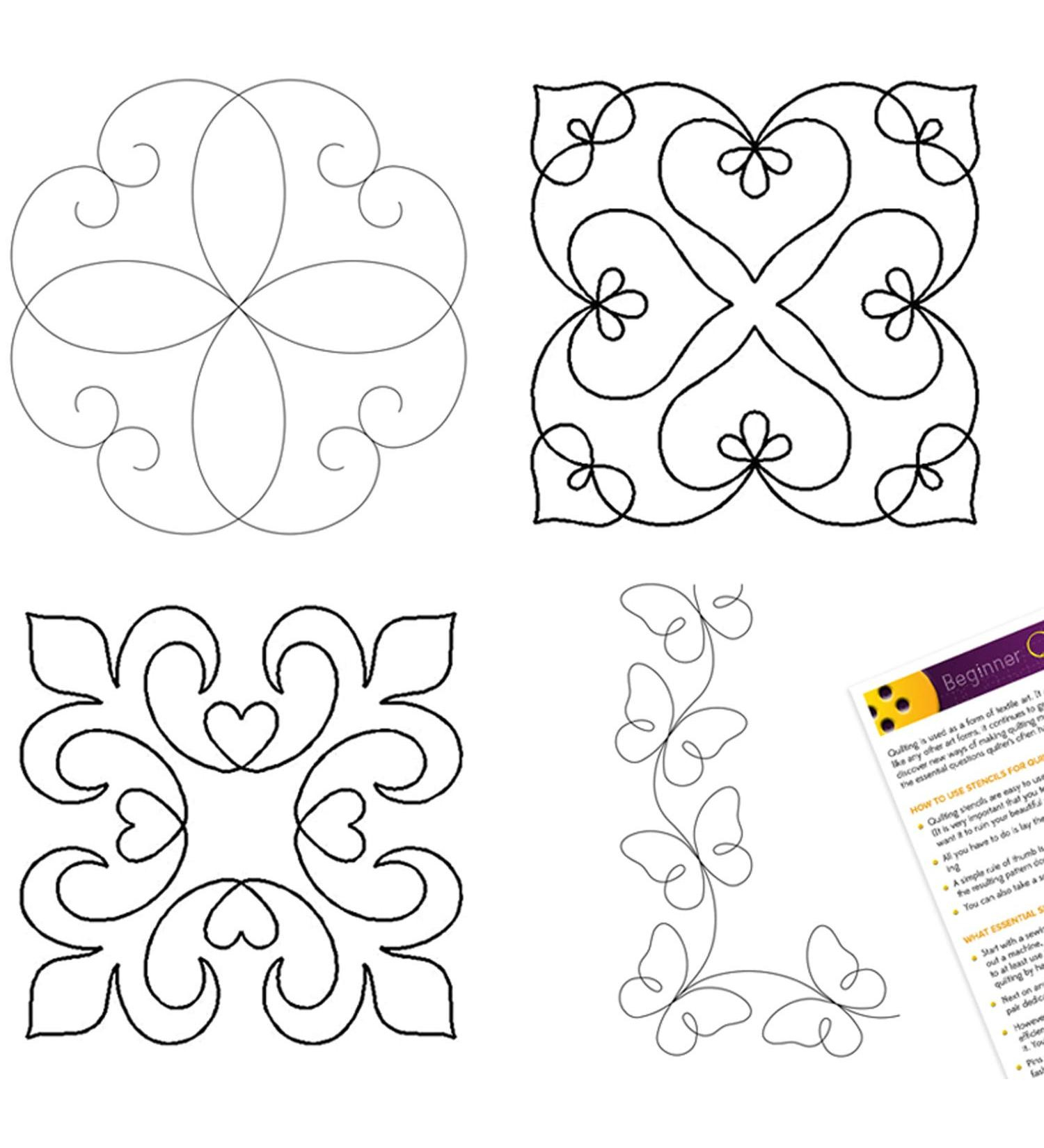4-Piece Quilting Stencil Set For Machine And Hand Quilting inside Free Printable Scroll Quilt Stencils