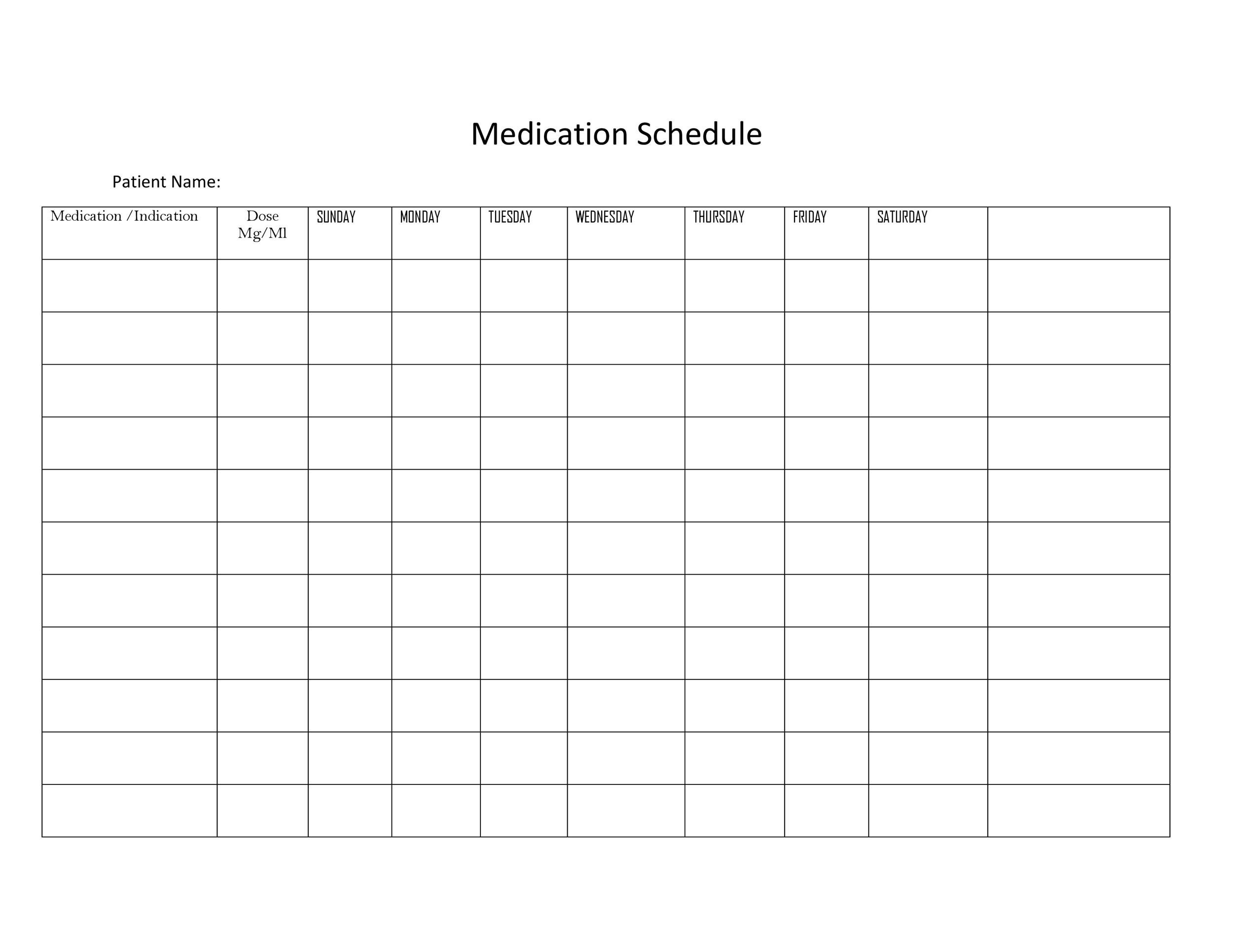 40 Great Medication Schedule Templates (+Medication Calendars) intended for Free Medication Schedule Template