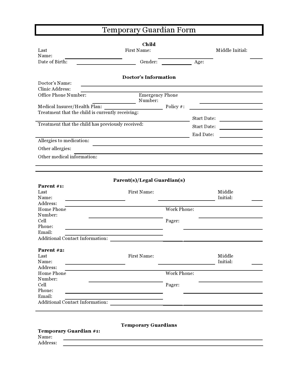 40 Printable Temporary Guardianship Forms [All States] within Free Temporary Guardianship Template