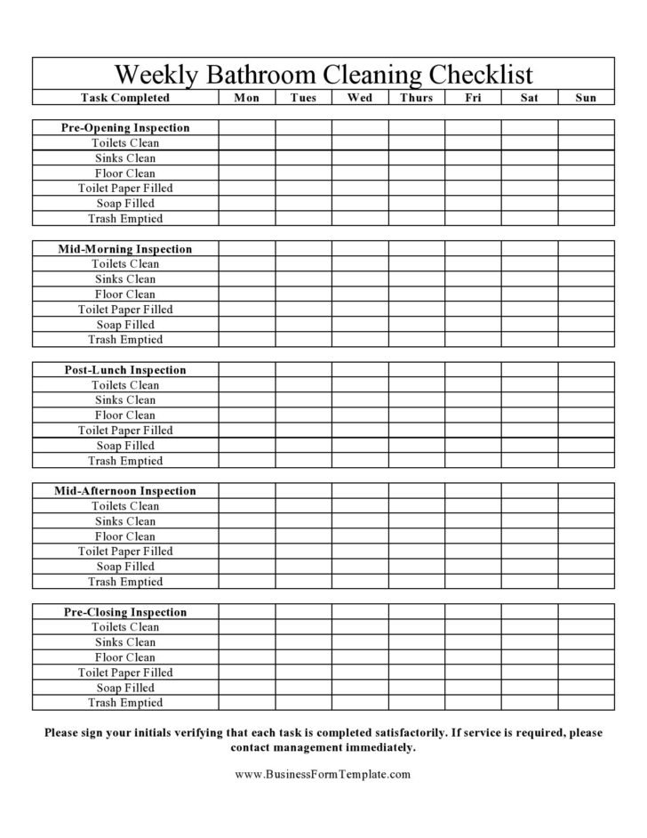 Free Bathroom Cleaning Log Template