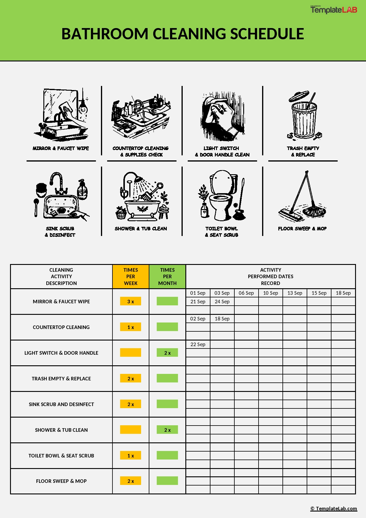 42 Printable Bathroom Cleaning Checklists [Word, Pdf, Excel] for Toilet Cleaning Checklist Template Free