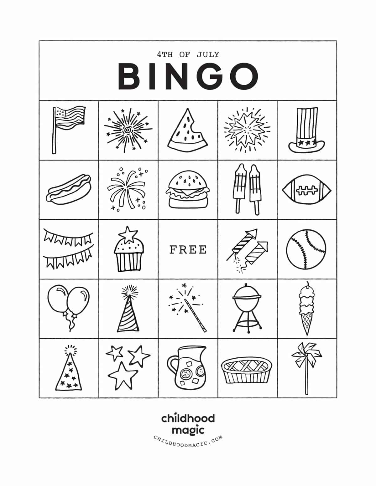 4Th Of July Bingo - Childhood Magic pertaining to 4Th Of July Bingo Cards Printable Free