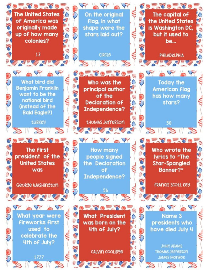Free Printable Fourth of July Trivia