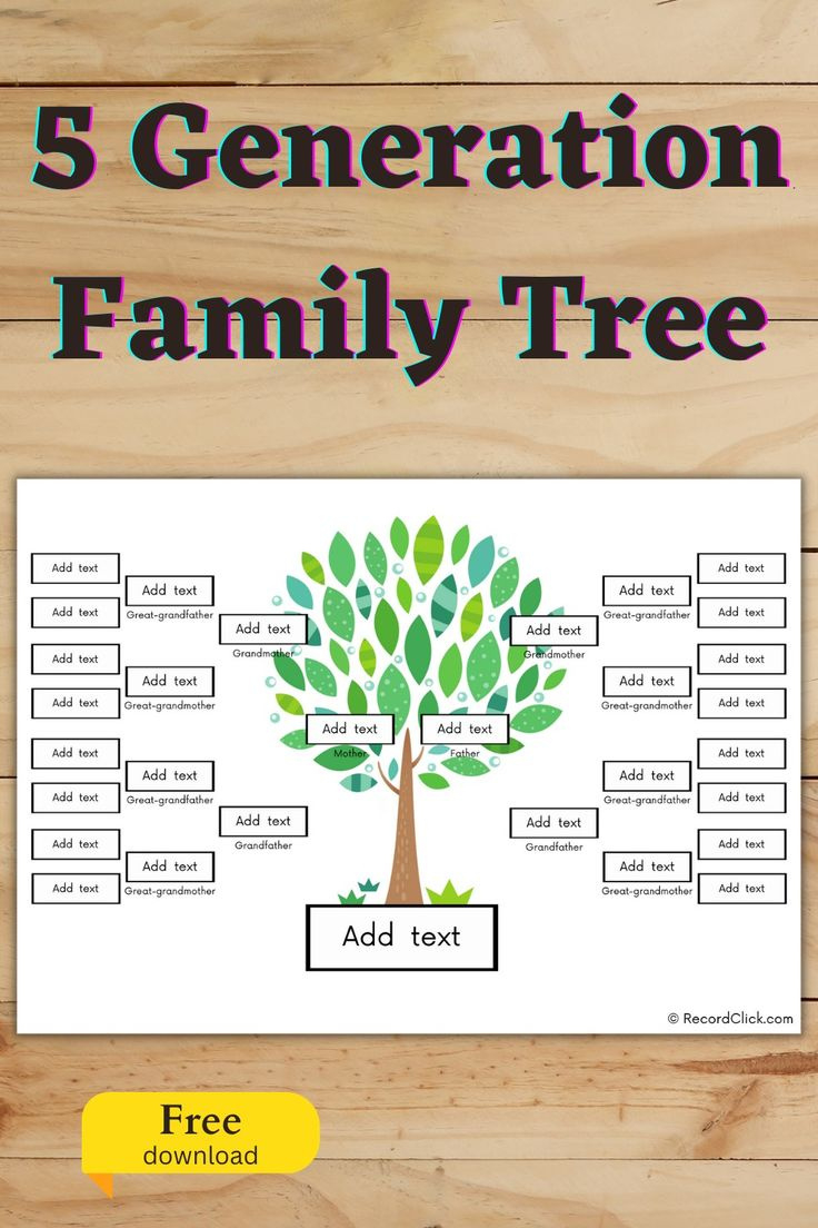 5 Generation Family Tree Template with regard to Free Printable 5 Generation Family Tree