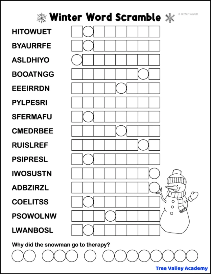 Free Printable Adult Word Jumbles