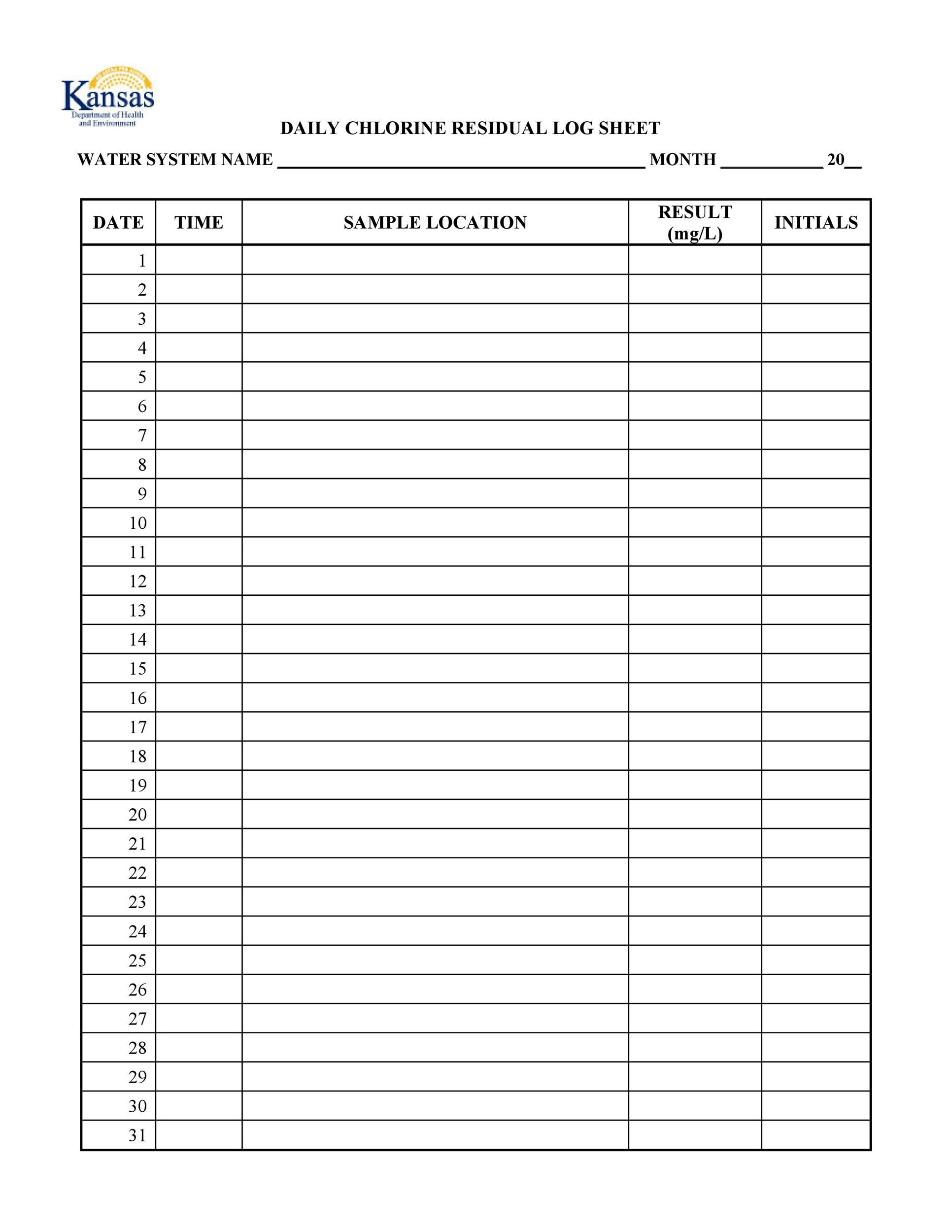 50 Printable Log Sheet Templates [Direct Download] ᐅ Templatelab for Log Book Template Free Download