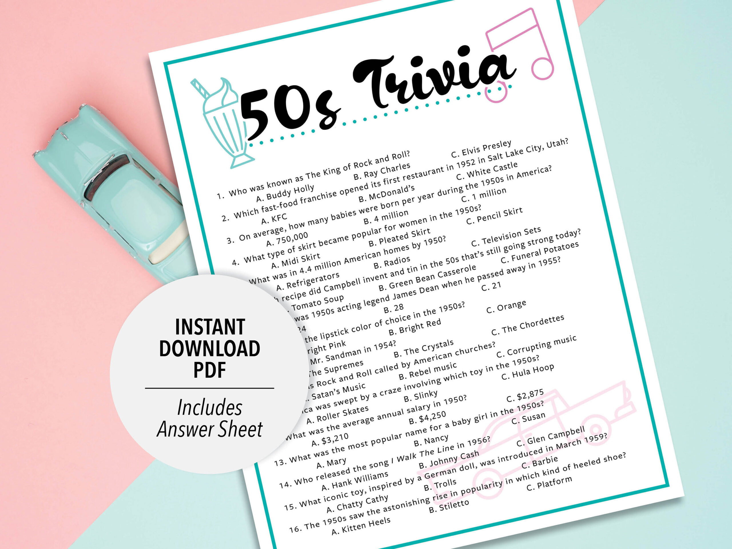 50S Trivia | 1950S Trivia Game | Printable 50S Trivia | 50&amp;#039;S Party intended for Free Printable 1950 Trivia Questions and Answers Printable