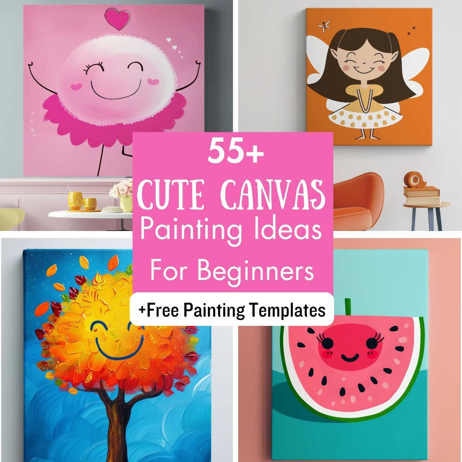 55+ Cute Canvas Painting Ideas For Beginners (With Free Templates with regard to Canvas Painting Templates Free