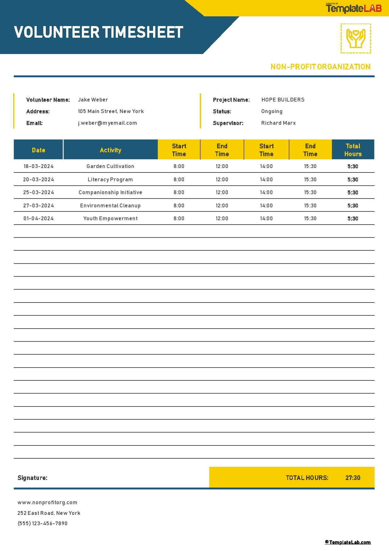 56 Blank Volunteer Hours Log Templates (Excel &amp;amp; Word) throughout Free Volunteer Hours Tracking Template