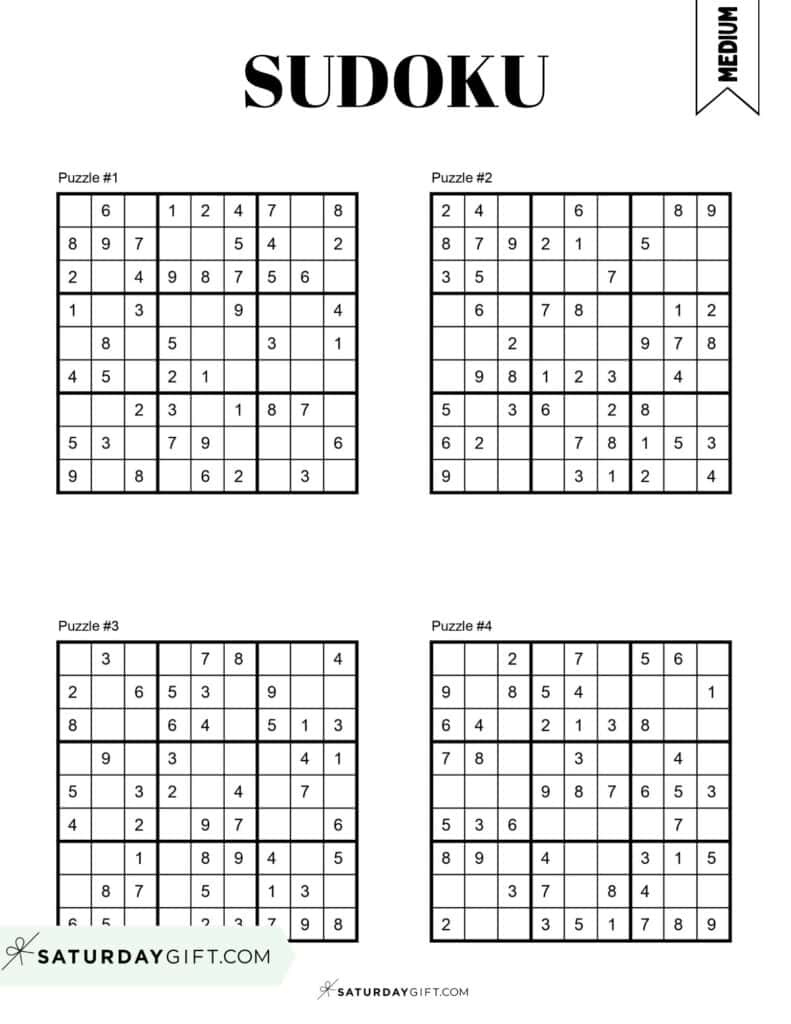 72 Free Printable Sudoku Puzzles | Saturdaygift within Free Printable Jigsaw Sudoku