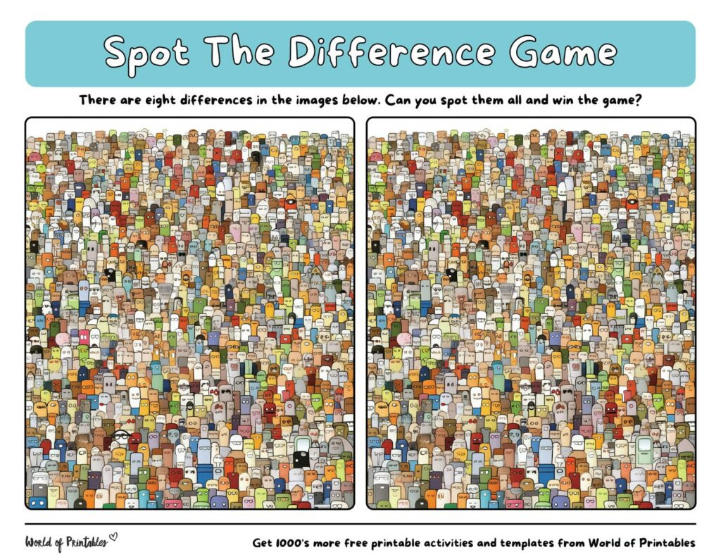 75 Difficult Spot The Difference Games - World Of Printables inside Free Printable Spot the Difference Puzzles For Adults