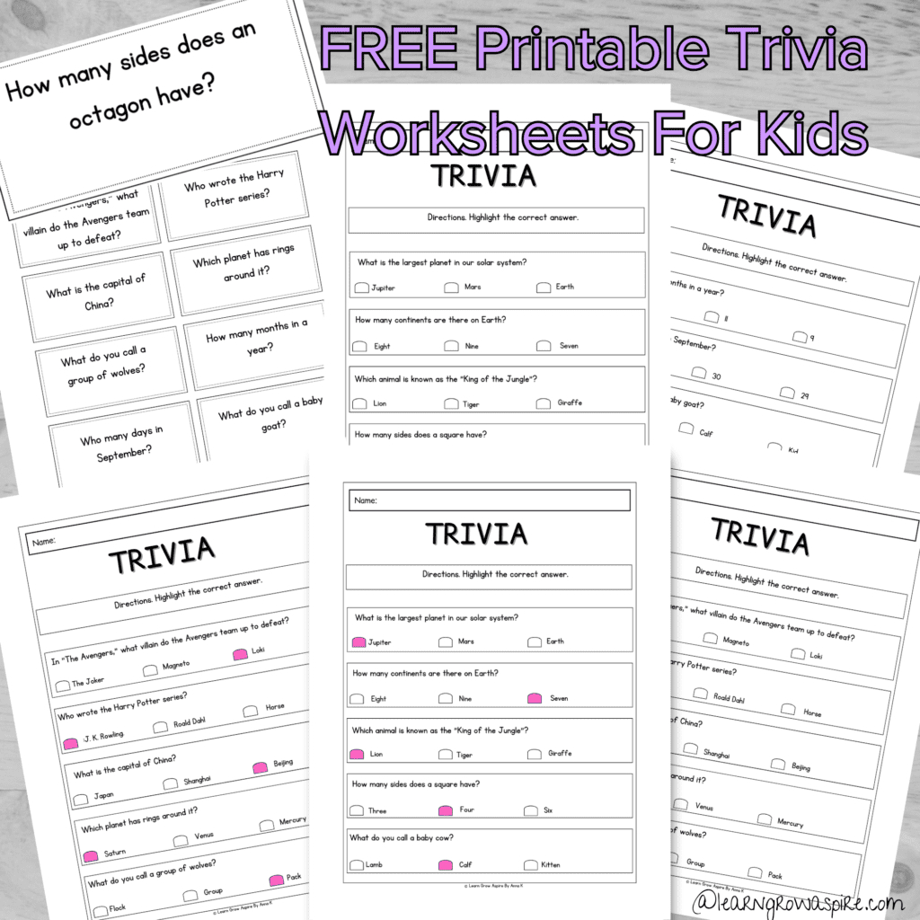 75 Super Fun Trivia Questions And Answers For Kids | Learn Grow Aspire intended for Free Printable Trivia Questions And Answers