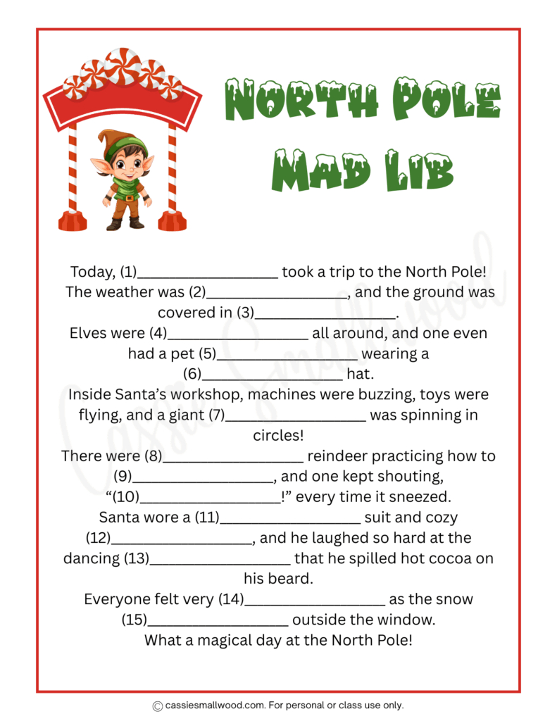 8 Fun Christmas Mad Libs For Kids (Free Printable) - Cassie Smallwood within Free Printable Christmas Skits For Teens