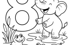 8: Happy Elephant And His Frog Friends – Number Coloring Pages throughout White Elephant Numbers Drawing Printable