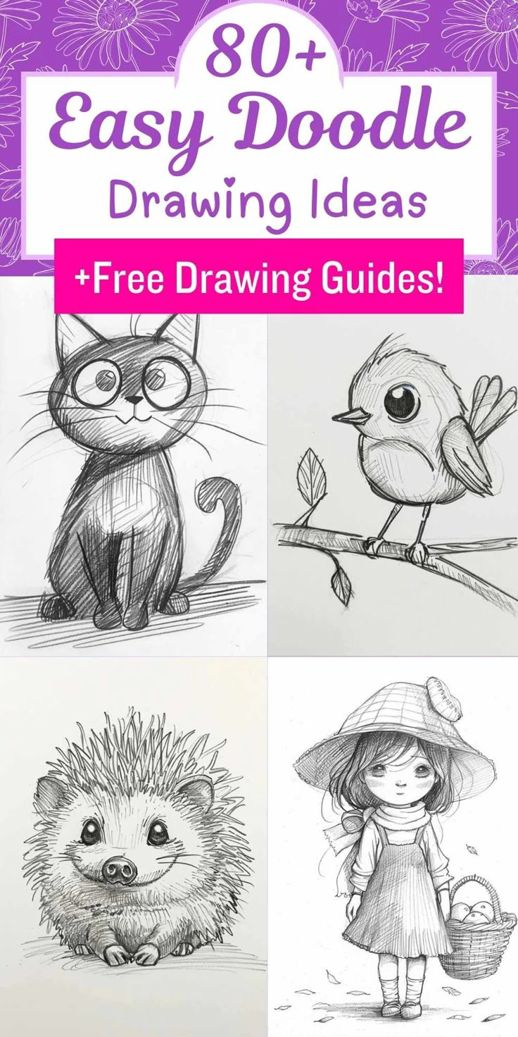 80+ Easy Doodle Drawings For Beginners (With Free Printable regarding Free Printable Pencil Drawings