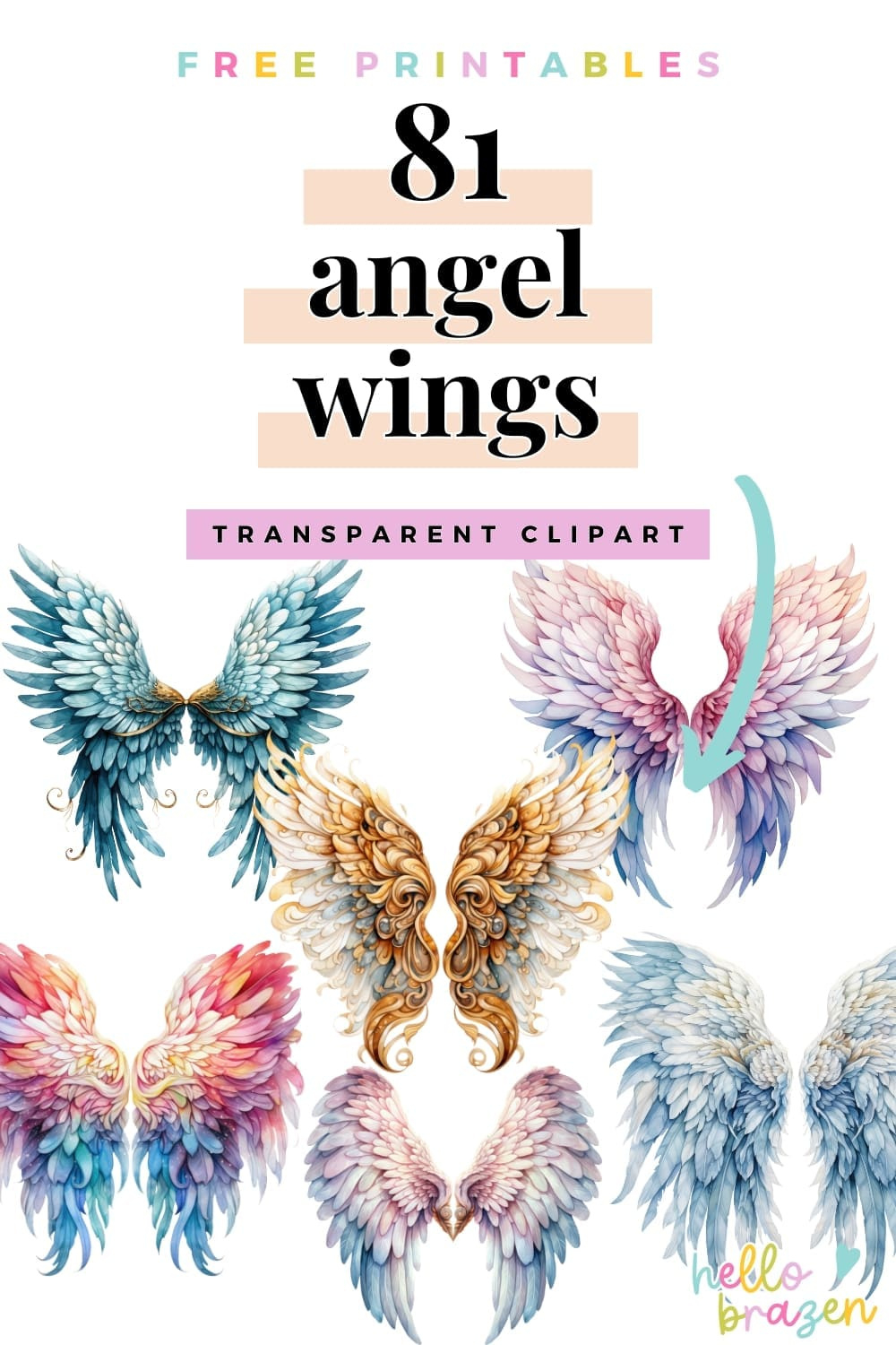 81 Angel Wings Clipart Images - Free Download - Hello Brazen intended for Angel Wings Printables Free