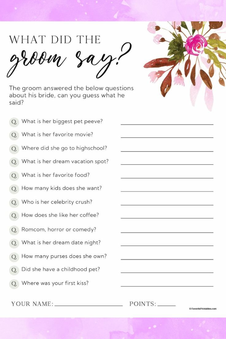 87 What Did The Groom Say Game &amp;amp; Question Templates (Free) inside What Did The Groom Say Game Free Printable