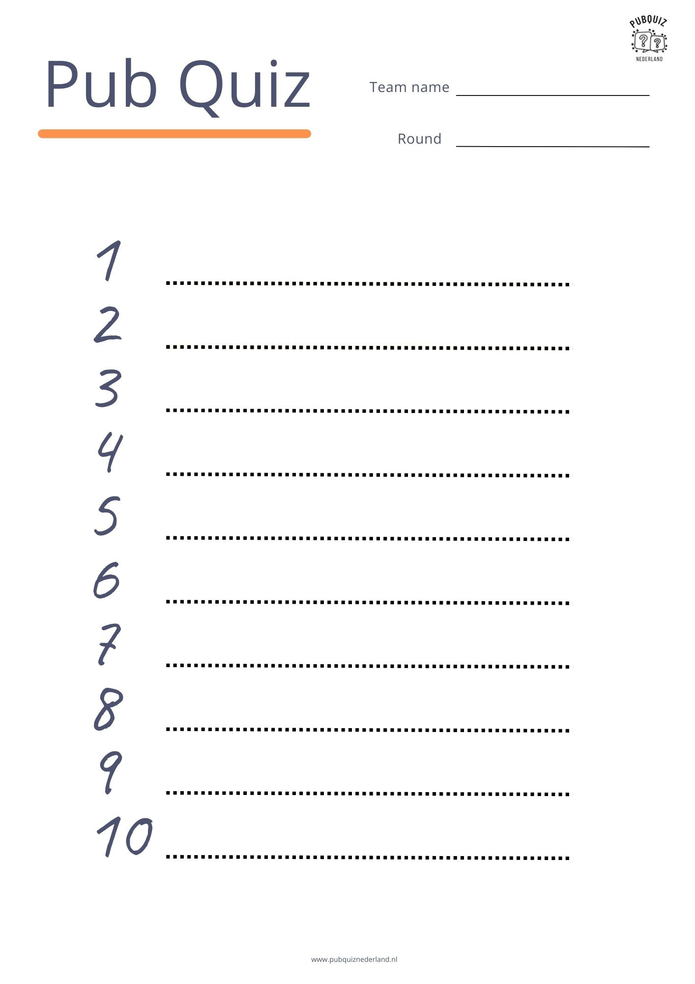 8X Free Pub Quiz Answer Sheet: Download As Pdf in Free Printable Quiz Answer Sheets