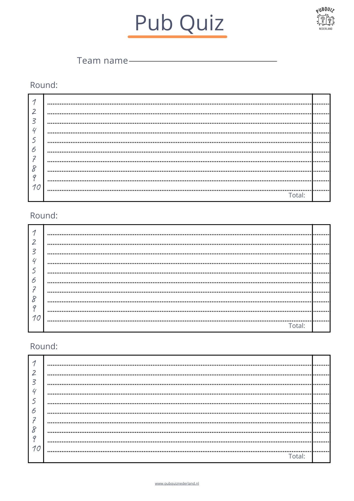 8X Free Pub Quiz Answer Sheet: Download As Pdf with Free Printable Quiz Answer Sheets