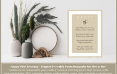 90Th Birthday Poem: Elegant Printable Keepsake (Digital Download for Free Printable 90th Birthday Poems