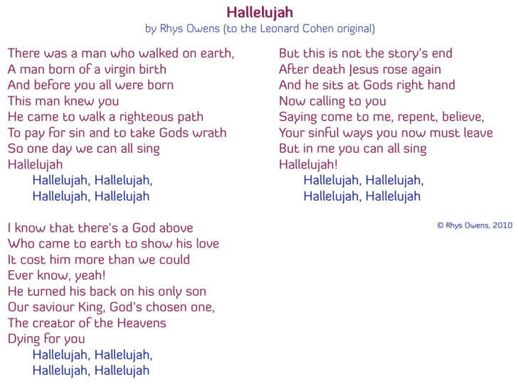 Free Printable Hallelujah Easter Lyrics