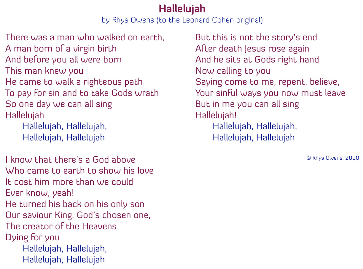 A Credal Hallelujah | Quaerentiaold regarding Free Printable Hallelujah Easter Lyrics