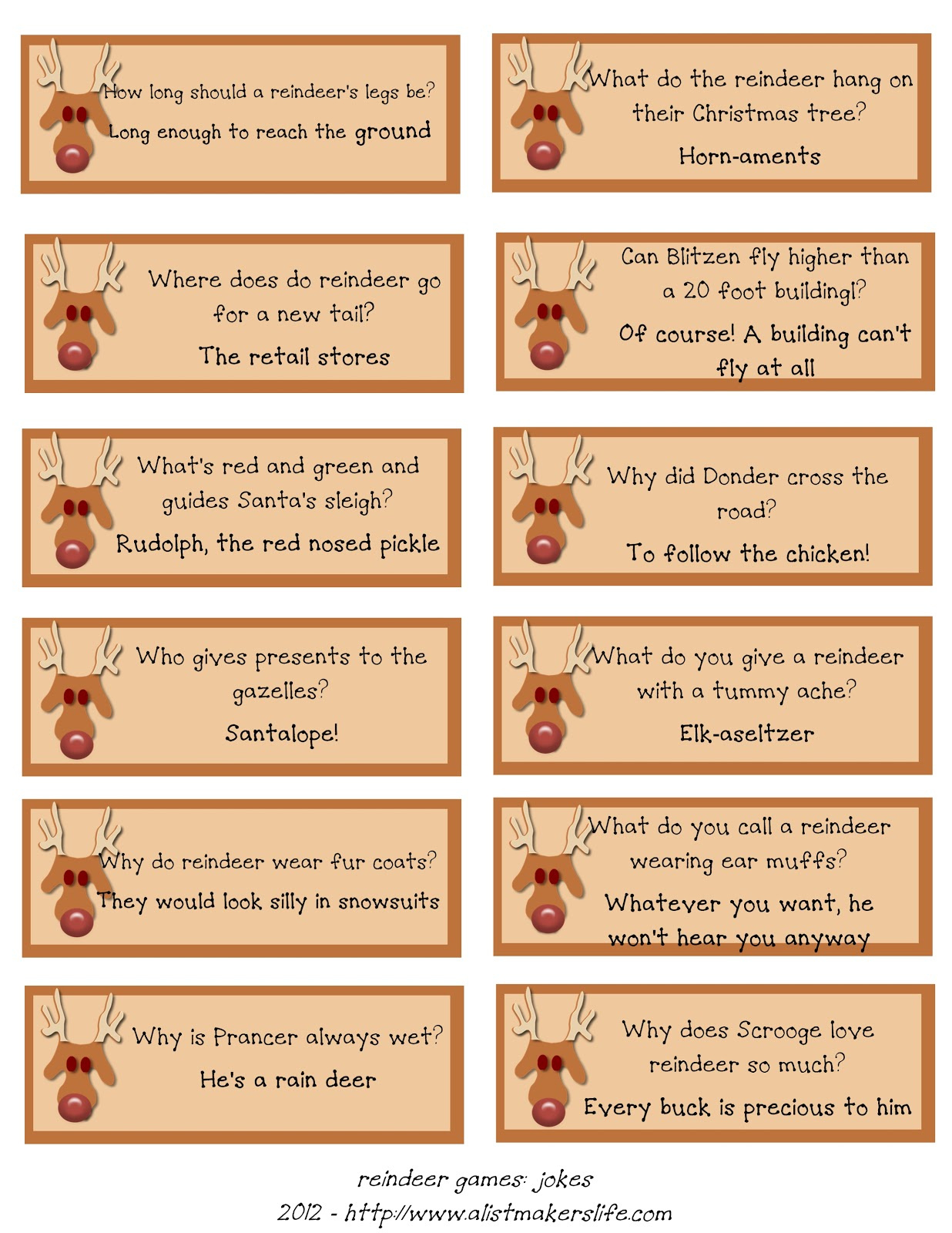 A List Maker&amp;#039;S Life: Reindeer Riddles: Free Printable regarding Free Printable Riddles For Adults