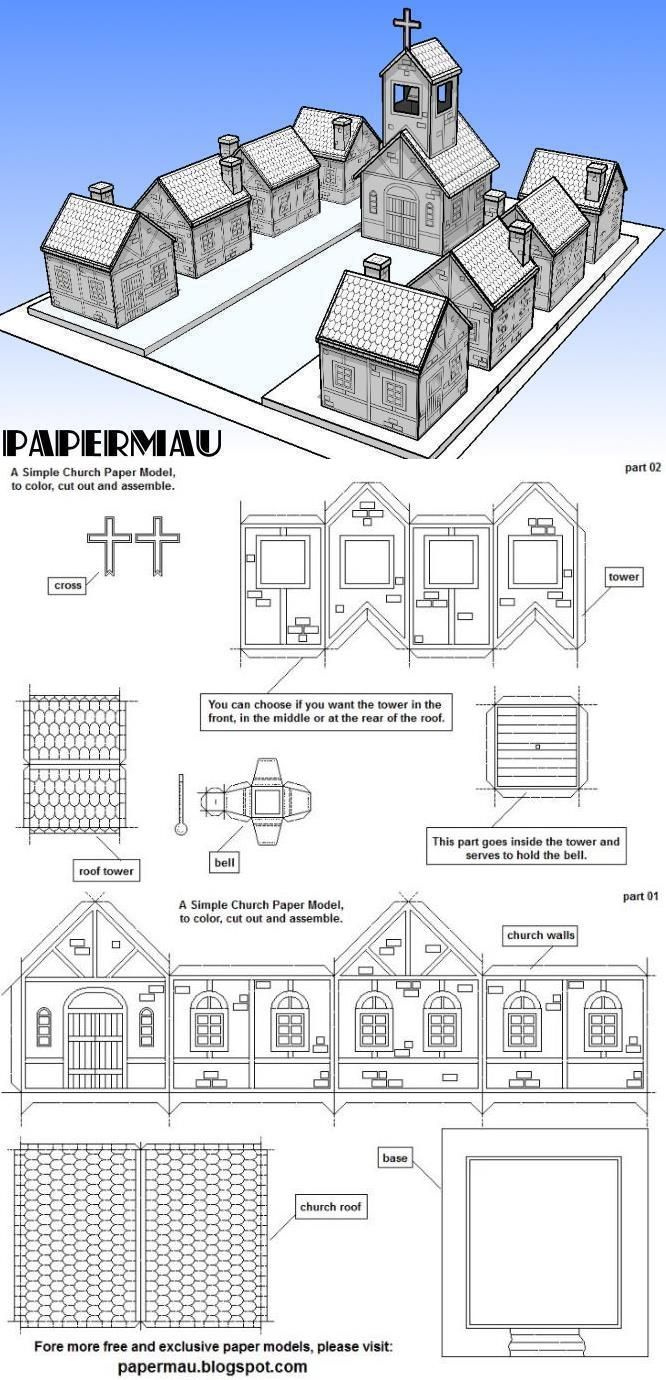 A Simple Church Paper Model To Print, Color, Cut And Assemble pertaining to Free Printable Paper Church Template