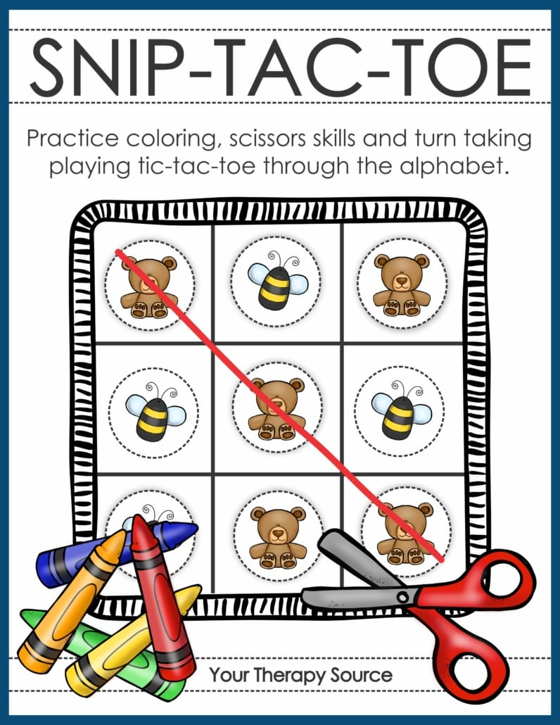 A Twist On Tic Tac Toe - Free Printable - Your Therapy Source in Free Printable Turn Taking Games