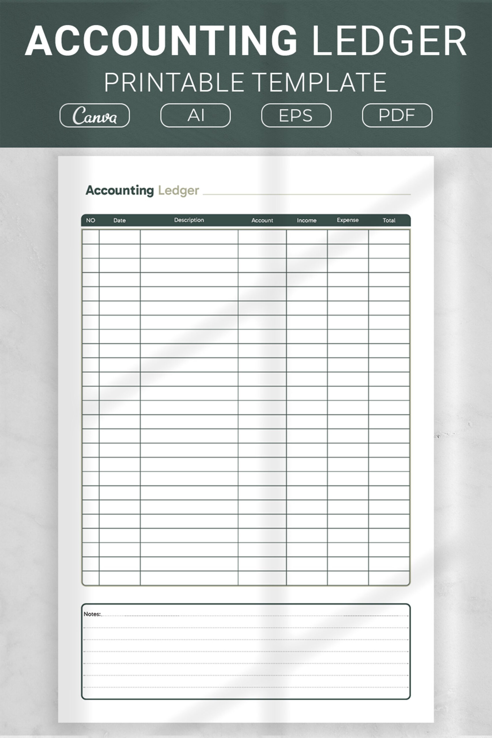 Accounting Ledger Printable Template (2820309) throughout Free Printable Accounting Ledger