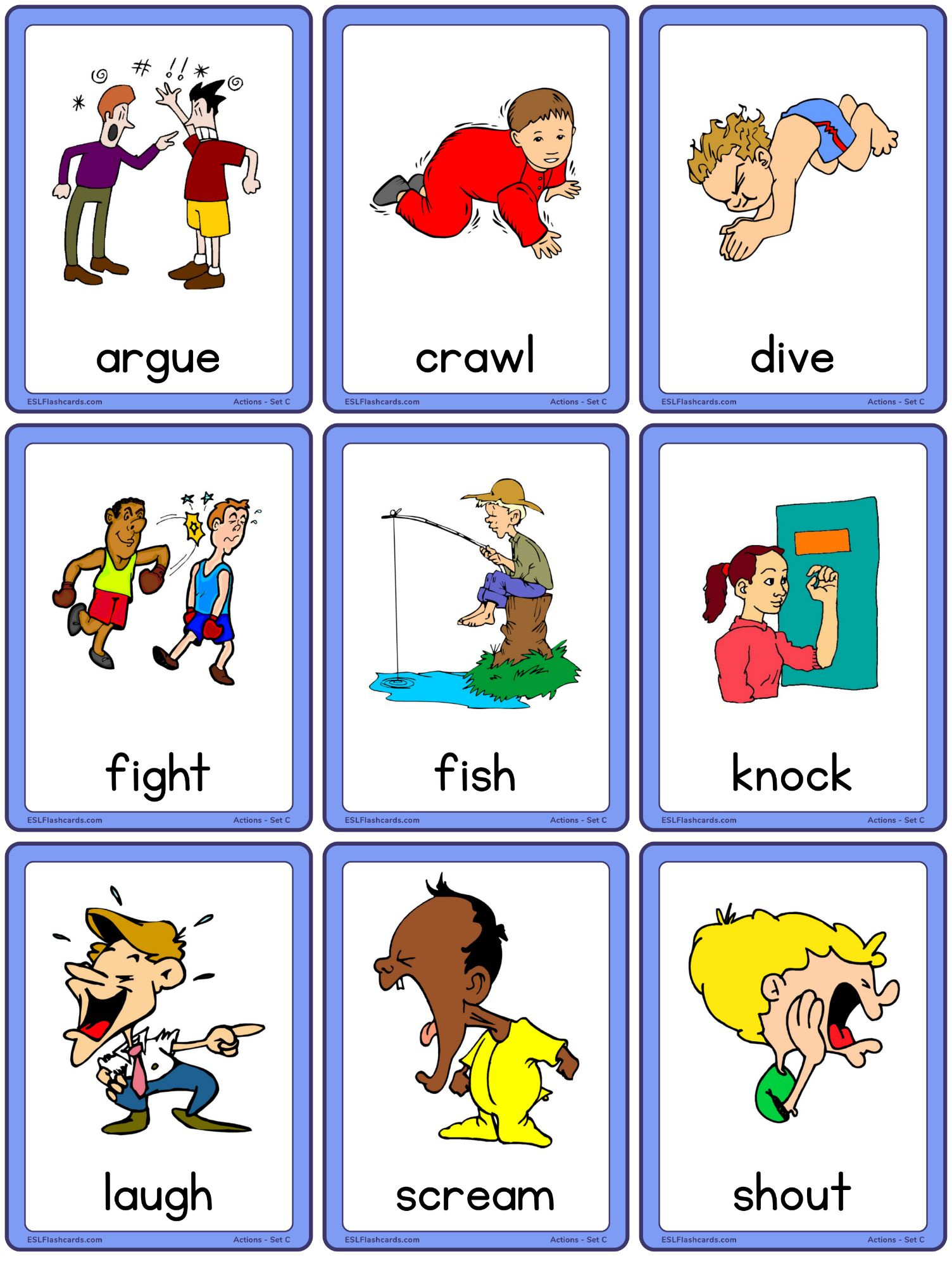 Action Flashcards – Set C – Esl Flashcards intended for Free Printable Action Flashcards