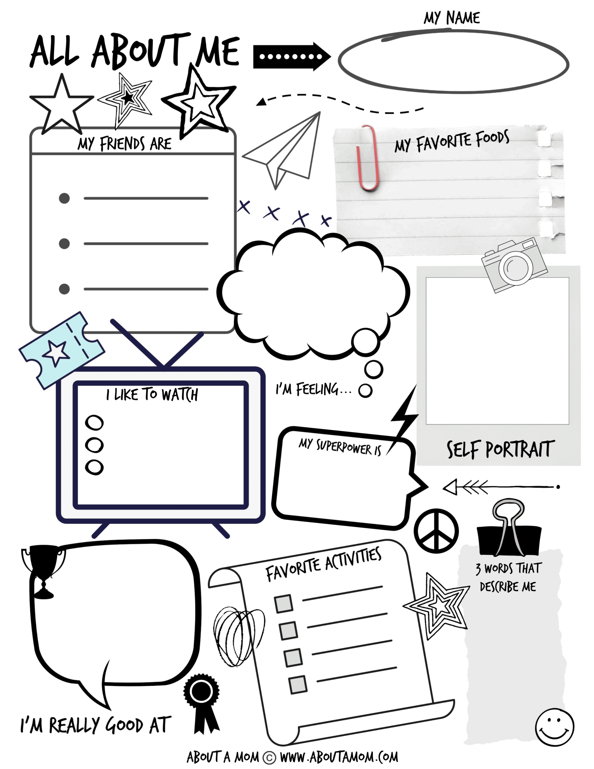 All About Me Printable Activity Page For Kids - About A Mom inside All About Me Free Printable