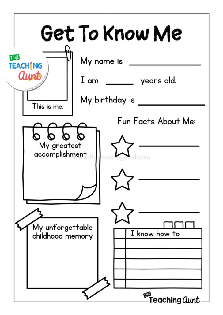 All About Me Free Printable